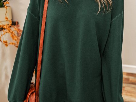 Duffel Green Oversized Drop Shoulder Split Hem Sweatshirt Hot on Sale