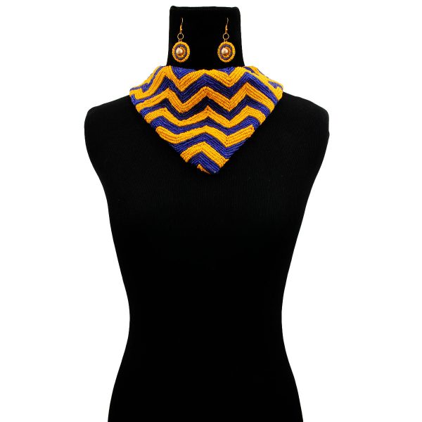 Yellow & Blue Chevron Scarf Set Discount