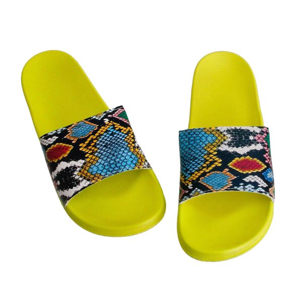 Size 10 Yellow Snake Print Slides Cheap