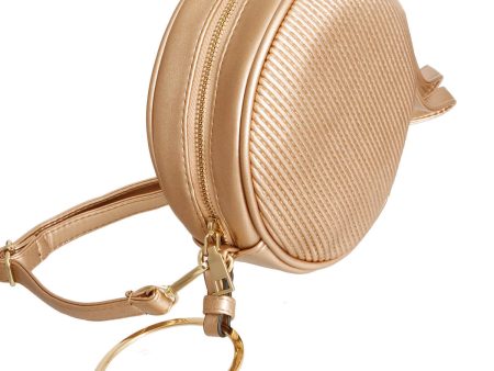 Gold Ribbed Circle Crossbody Wristlet Cheap