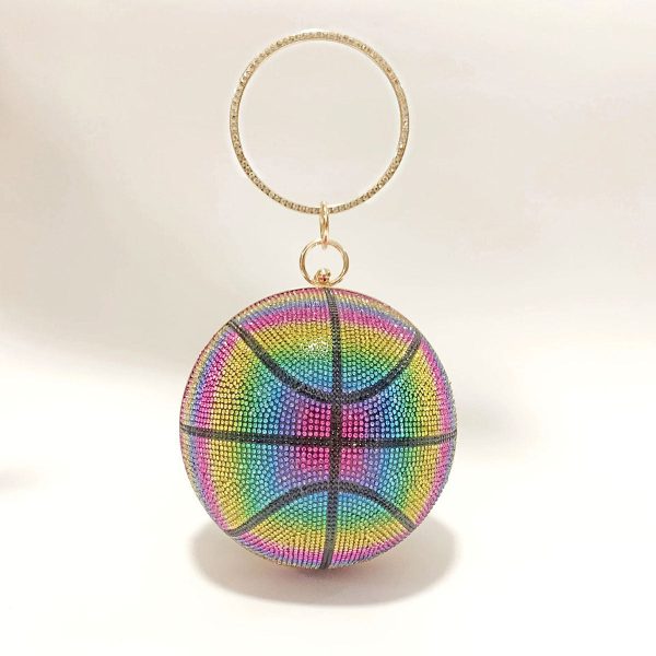 Rainbow Rhinestone Basketball Clutch | 5.5 Inches Discount