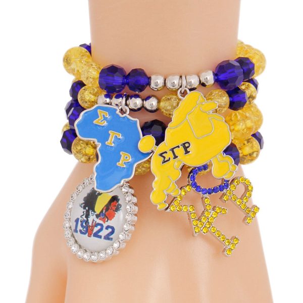 Blue Gold Bead Silver Sorority Set For Cheap