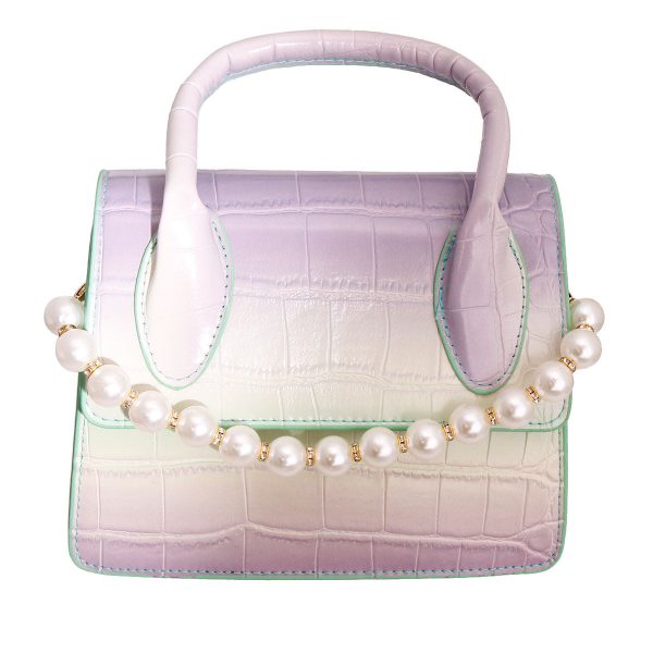 Purple and Green Croc Flap Satchel Handbag Online Hot Sale