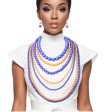 SGRHO Sorority Blue Gold Pearl Long 7 Row Necklace on Sale