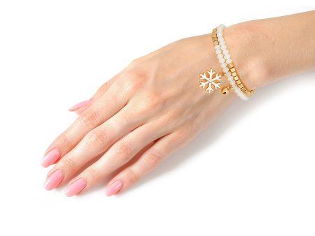 2 Pcs White Snowflake Bracelet For Cheap