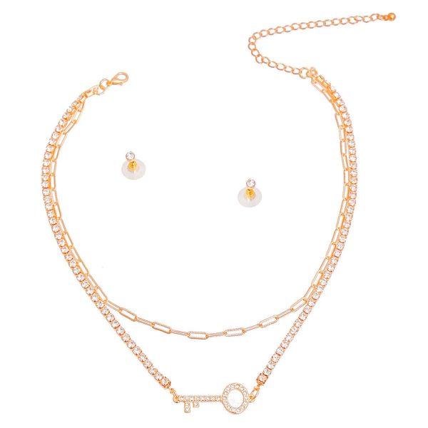 Gold 2 Layer Key Necklace Set Online Sale