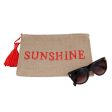 Burlap Clutch with Red Raffia SUNSHINE Stitching Sale