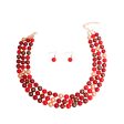 Assorted Red Bead Layered Set Cheap