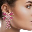 Double Pink Ribbon Silver Earrings Online