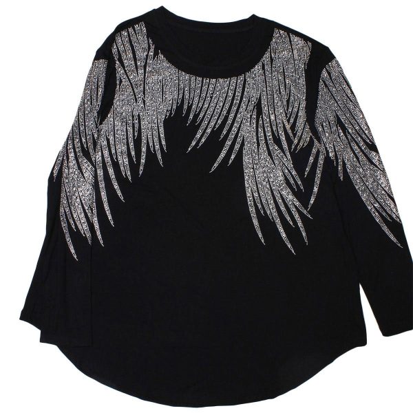 Long Sleeve Shirt Black Bling Wings for Women Online Hot Sale