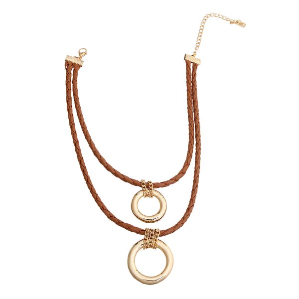 Brown Leather Ring Necklace Sale