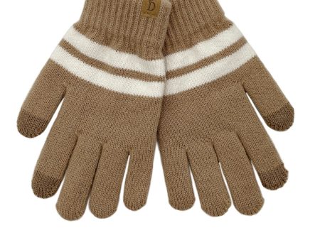 Camel Stripe Knit Touch Gloves Online now