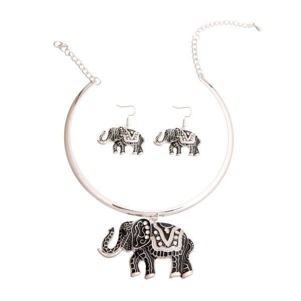 Black Tribal Elephant Choker Set Hot on Sale