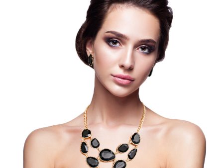 Black Short Necklace Irregular Resin Teardrop inset Supply