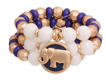 Blue Elephant Charm 3 Pcs Bracelets Fashion