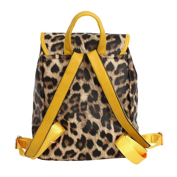 Backpack Leopard and Yellow Flap Bag Set for Women Supply