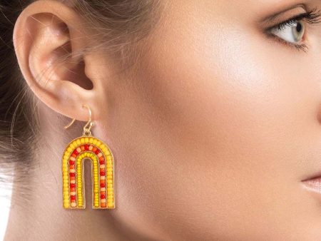 Arched Yellow Bead Drop Earrings Hot on Sale