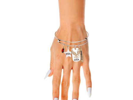 Burnished Silver American Charms Bangle Discount