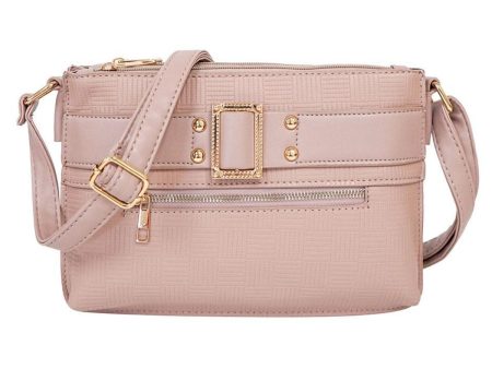 Mauve Leather Buckle Crossbody Fashion