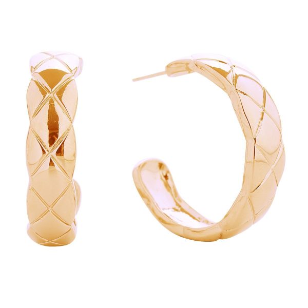 14K Gold Coco Quilt Post Hoops Online Hot Sale