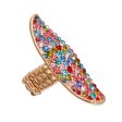 Assorted Color and Gold Oval Ring Hot on Sale