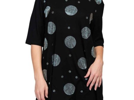 Short Sleeve T-Shirt Black Bling Circles for Women For Cheap