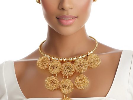 Collar Gold Metal Ball Drop Bib Necklace for Women For Discount