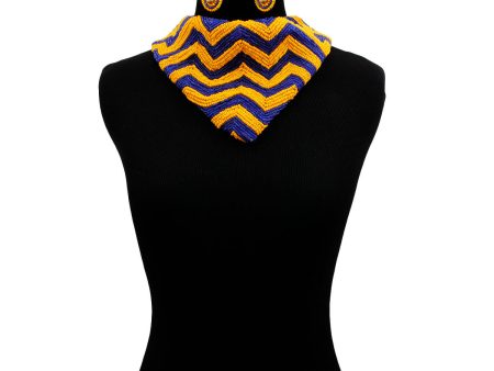 Yellow & Blue Chevron Scarf Set Discount