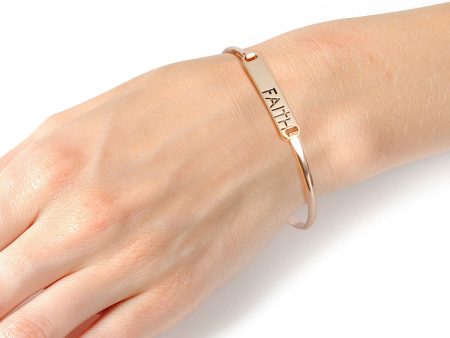 Gold Faith Cross Hook Bangle Hot on Sale