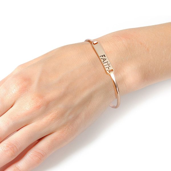 Gold Faith Cross Hook Bangle Hot on Sale