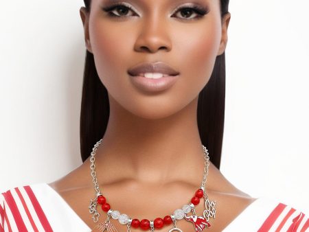 Red Bead Soror Delta Charm Necklace for Women Sale