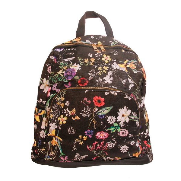 Black Leather Floral Backpack Online Sale