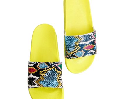 Size 10 Yellow Snake Print Slides Cheap