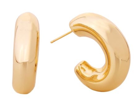 14K Gold Puffy Post Hoops For Sale