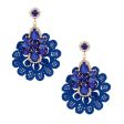 Royal Blue Fabric Lace Crystal Earrings For Sale