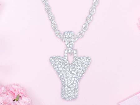 Y Rhinestone Silver Necklace Cheap