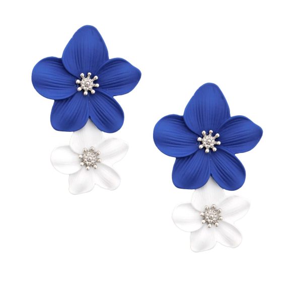 Blue White Flower Earrings For Discount