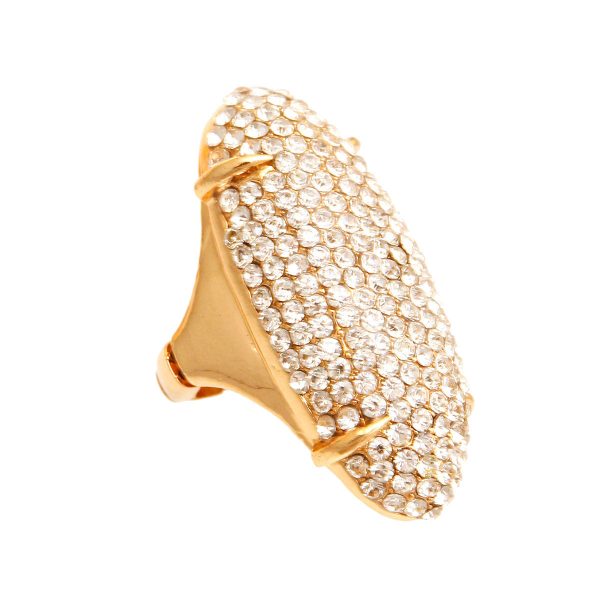 Gold Rhinestone Elongated Ring For Cheap