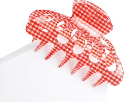 Red Gingham Big Hair Claw Clip on Sale