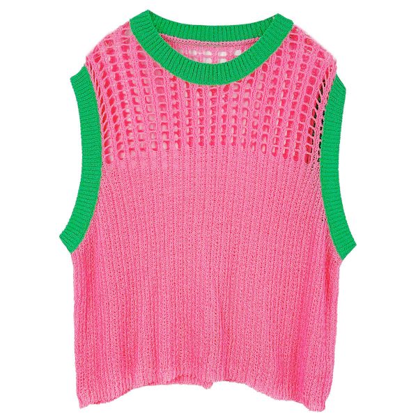 AKA Vest Top Pink and Green Crochet Discount