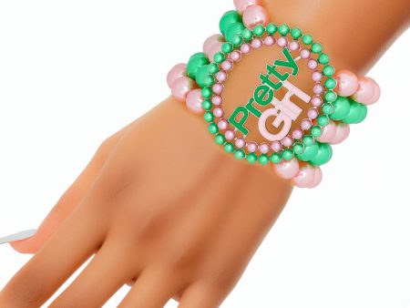 AKA Pink Green Pearl 5 Strand Pretty Girl Bracelet Online Sale