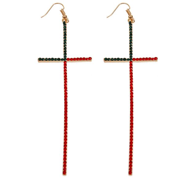 Divine Drops: Rhinestone Cross Earrings Hot on Sale