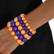 SGRHO Gold Blue Pearl Stretch 5 Pcs Bracelet Women Fashion