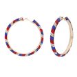 Hoop Red White Blue Tube Rhinestone 3  Earrings Hot on Sale