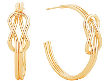 14K Gold Infinity Knot Post Hoops For Sale