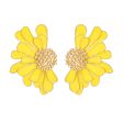 Studs Yellow Half Daisy Flower Earrings for Women For Cheap