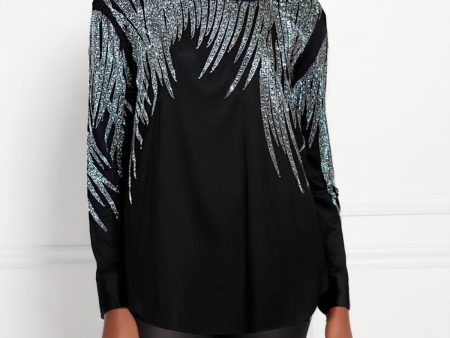 Long Sleeve Shirt Black Bling Wings for Women Online Hot Sale