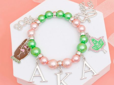 AKA Pink Green Pearl AKA Bracelet Skee Wee Online Sale