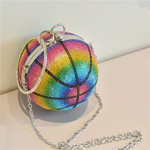 Rainbow Rhinestone Basketball Clutch | 5.5 Inches Discount