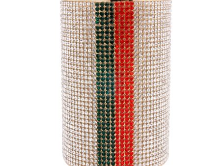 Trendy Striped Rhinestone Cuff Bracelet For Discount